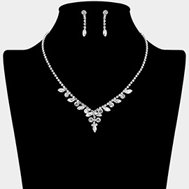 Marquise Stone Cluster Rhinestone Paved Necklace