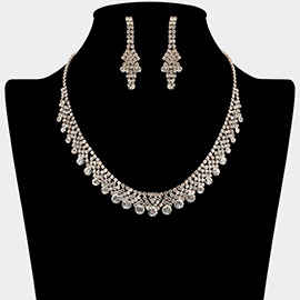 Round Stone Tip Rhinestone Paved Collar Necklace
