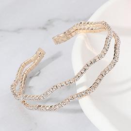 Stone Paved Wavy Evening Cuff Bracelet