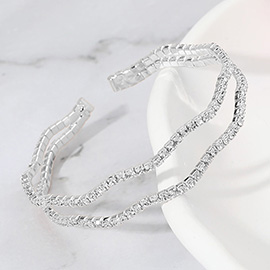 Stone Paved Wavy Evening Cuff Bracelet
