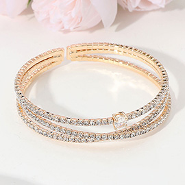 CZ Stone Paved Split Evening Cuff Bracelet