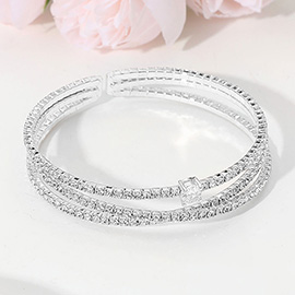 CZ Stone Paved Split Evening Cuff Bracelet
