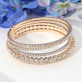 Stone Paved Split Evening Cuff Bracelet