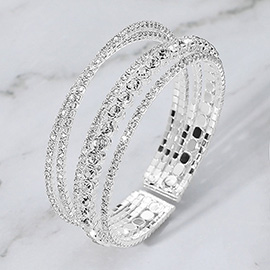 Stone Paved Split Evening Cuff Bracelet