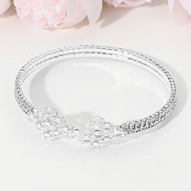 Marquise CZ Stone Cluster Tip Evening Cuff Bracelet