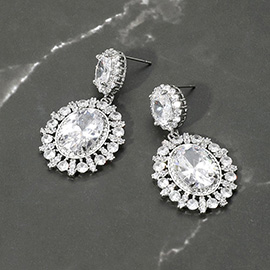 Oval Teardrop Cluster Dangle Evening Earrings