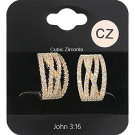 CZ Stone Paved Crisscross Dome Evening Earrings