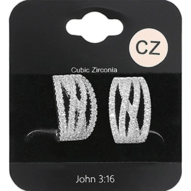 CZ Stone Paved Crisscross Dome Evening Earrings
