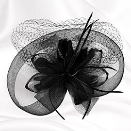 Flower Feather Mesh Fascinator / Headband