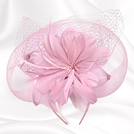 Flower Feather Mesh Fascinator / Headband