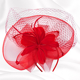 Flower Feather Mesh Fascinator / Headband