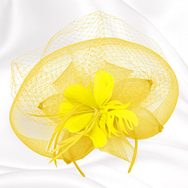 Flower Feather Mesh Fascinator / Headband