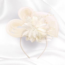 Bow Flower Feather Mesh Fascinator / Headband