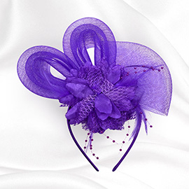 Bow Flower Feather Mesh Fascinator / Headband