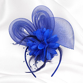 Bow Flower Feather Mesh Fascinator / Headband