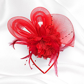 Bow Flower Feather Mesh Fascinator / Headband