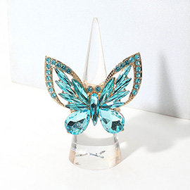 Multi Stone Embellished Butterfly Stretch Ring