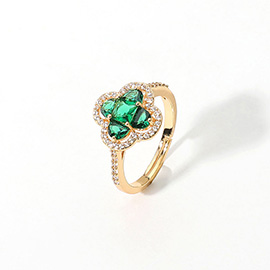 Quatrefoil Stone Pointed Adjustable Ring