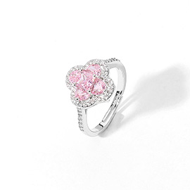 Quatrefoil Stone Pointed Adjustable Ring