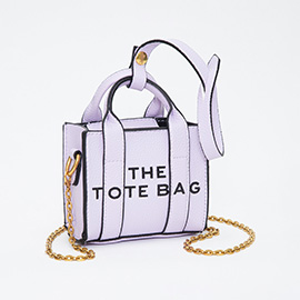 THE TOTE BAG Message Pointed Faux Leather Bag Charm / Mini Bag / Crossbody Bag