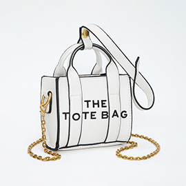 THE TOTE BAG Message Pointed Faux Leather Bag Charm / Mini Bag / Crossbody Bag