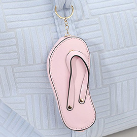 Faux Leather Flip-flop Mini Wristlet Keychain / Bag Charm / Coin Purse