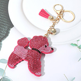 Bling Poodle Tassel Keychain
