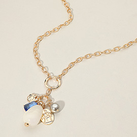 Multi Charm Pendant Pointed Long Necklace
