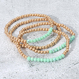 4PCS - Faceted Beaded Stretch Multi Layered Bracelets