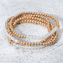4PCS - Faceted Beaded Stretch Multi Layered Bracelets