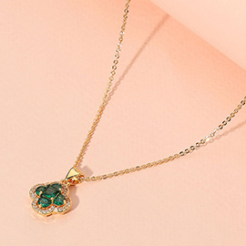 CZ Stone Paved Quatrefoil Pendant Necklace