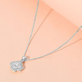 CZ Stone Paved Quatrefoil Pendant Necklace