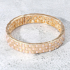 Pearl Beads Paved Stretch Bracelet