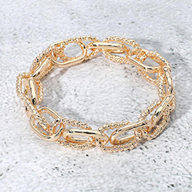 Textured Metal Link Stretch Bracelet