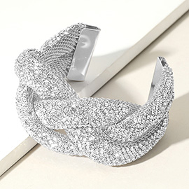 Stone Paved Braided Cuff Bracelet
