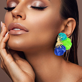 Resin Half Flower Petal Earrings