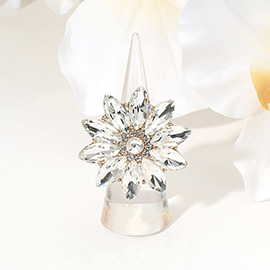 Marquise Stone Cluster Flower Stretch Ring