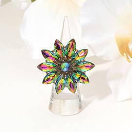 Marquise Stone Cluster Flower Stretch Ring