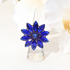 Marquise Stone Cluster Flower Stretch Ring