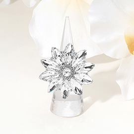 Marquise Stone Cluster Flower Stretch Ring