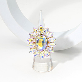 Oval Stone Centered Marquise Stone Cluster Round Stretch Ring