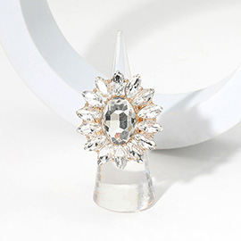 Oval Stone Centered Marquise Stone Cluster Round Stretch Ring