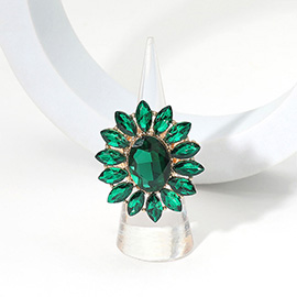 Oval Stone Centered Marquise Stone Cluster Round Stretch Ring