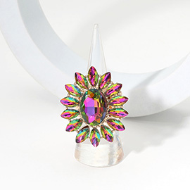 Oval Stone Centered Marquise Stone Cluster Round Stretch Ring
