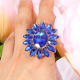Oval Stone Centered Marquise Stone Cluster Round Stretch Ring