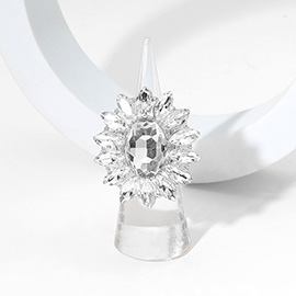 Oval Stone Centered Marquise Stone Cluster Round Stretch Ring