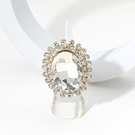 Oval Stone Cluster Pointed Stretch Ring