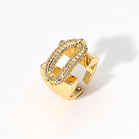 CZ Stone Paved Ring Pointed Adjustable Ring