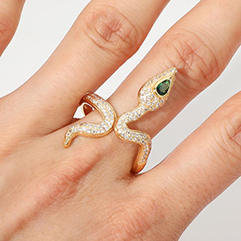CZ Stone Paved Snake Adjustable Ring