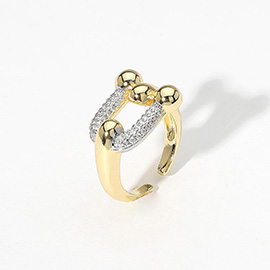 CZ Stone Paved Hardware Pointed Adjustable Ring